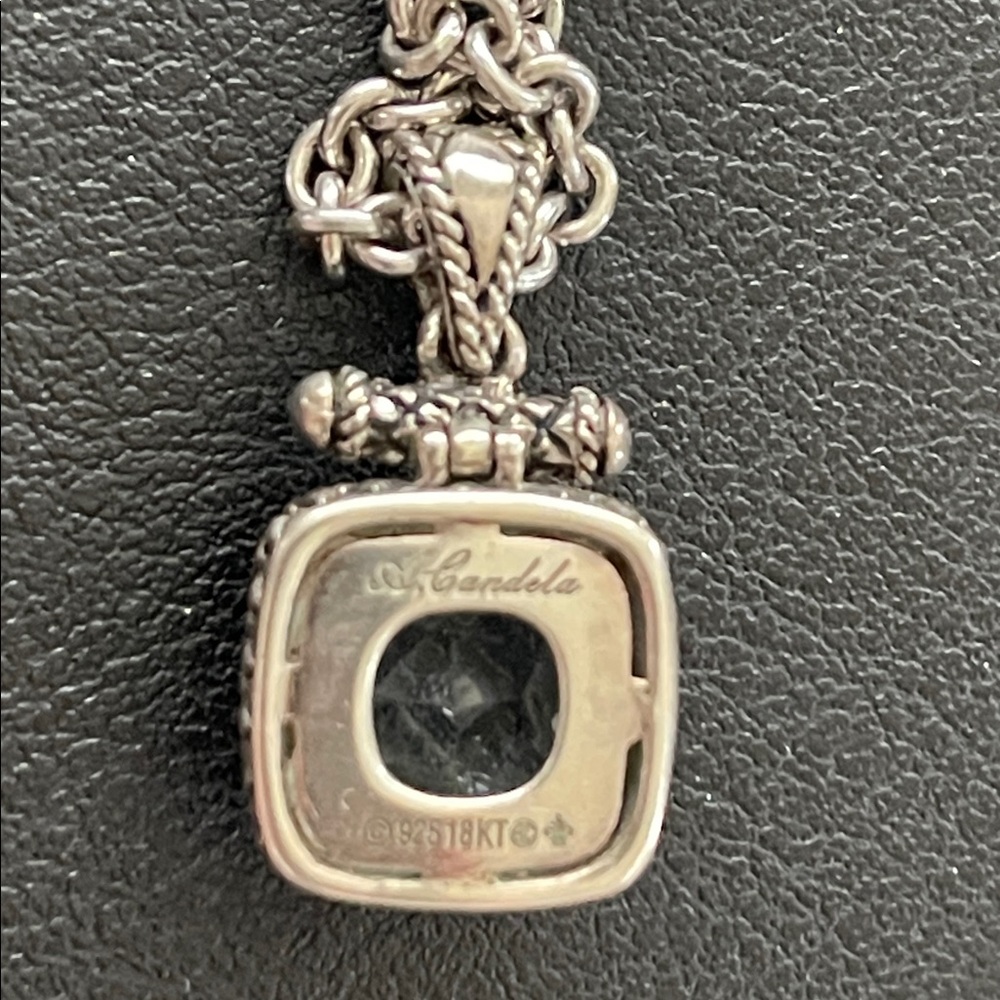Andrea Candela Sterling necklace with blue topaz, diamonds 18k - like Yurman - Picture 6 of 8